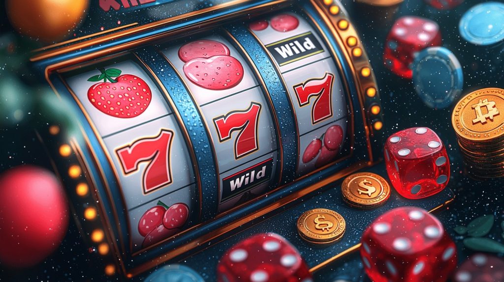 Slot machine interface with colorful symbols